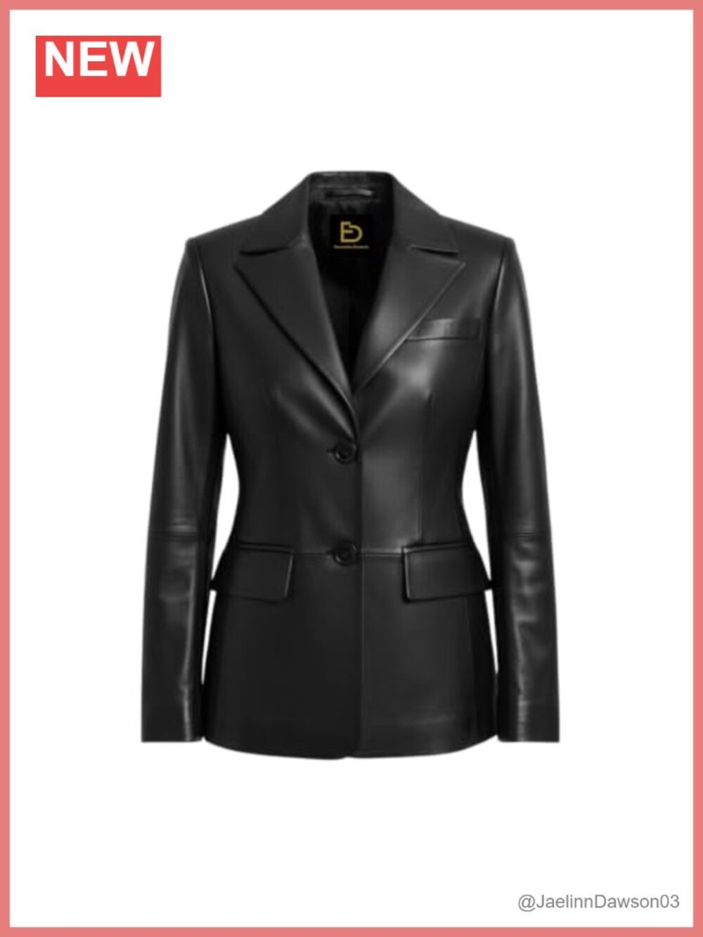 Real Leather Blazer Jacket Women Tailored Two Button Notch Lapel Structured Fit